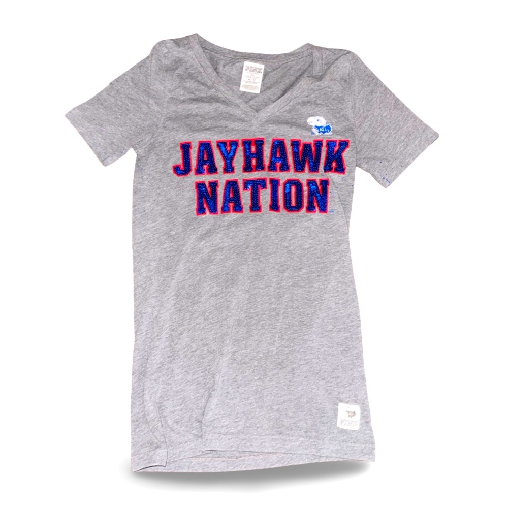 University of Kansas Jayhawks Gameday Tee by 5th & Ocean / PINK: XS: Rock Chalk
